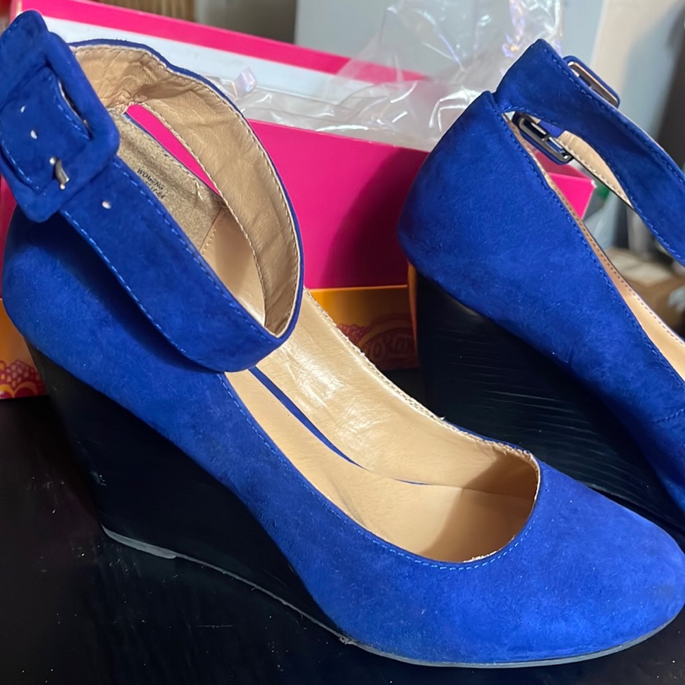 Royal blue wedges